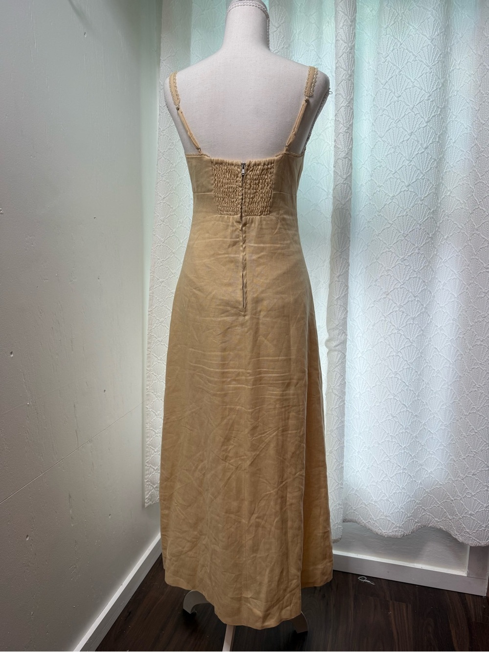 Reformation Cream Midi Slip Dress with Red Floral Embroidery - Picture 13 of 13